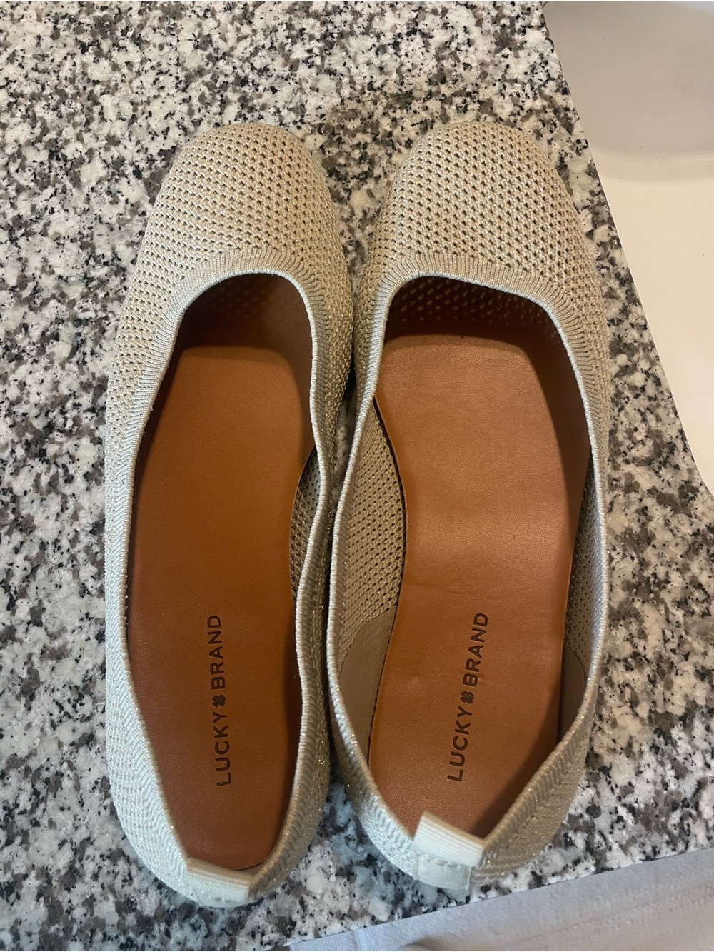 Lucky Brand Neutral Knit Ballet Flats in Beige